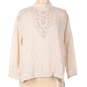 NWT  Zara embroidered linen 3/4 sleeves blouse